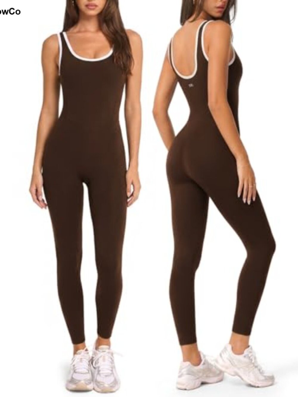 Women's Seamless Workout Jumpsuit Sleeveless Square Neck Full Length